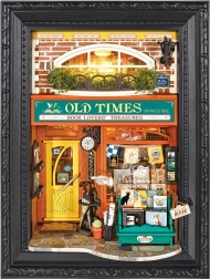 RoboTime Puzzle 3D en bois Librairie Old Times dans un cadre