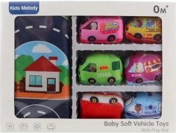 Set de transport pour enfants avec tapis en tissu et 6 véhicules