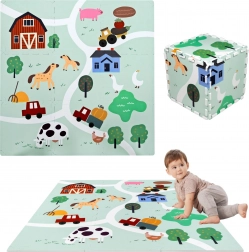 Tapis de jeu en mousse 90 × 90 cm – puzzle épais en EVA, 9 pièces, ferme HUMBI