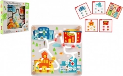Labyrinthe éducatif en bois 2‑en‑1 ville et recyclage CLASSIC WORLD 30 × 30 cm
