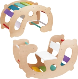 Bascule et pont en bois arc-en-ciel 2-en-1 Montessori FSC WOOPIE GREEN