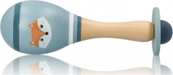 Maraca en bois bleue motif renard