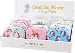 Miroir de poche en forme de cœur avec motif licorne