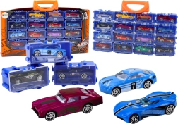 Set de petites voitures en métal dans une valisette, 16 pièces
