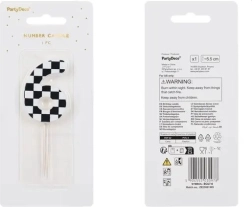 Bougie d’anniversaire chiffre 6 à damier, 5,5 cm