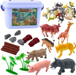 Ensemble de figurines Animaux sauvages et domestiques avec valise 58 pcs