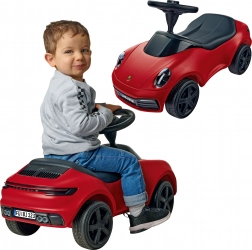 Porteur rouge Porsche 911 avec klaxon et roues silencieuses BIG