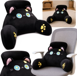 Coussin de soutien dorsal en forme de chat, noir 60 × 40 cm