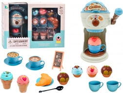 Douceurs de la cafétéria avec machine à glace, tasses et muffins