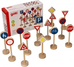 Panneaux de signalisation en bois Goki, set de 15 pièces