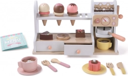 Pâtisserie et café en bois 2 en 1 – ensemble de 46 pièces pour jouer au vendeur et au barista