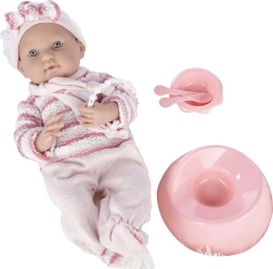 Poupée bébé en combinaison rose 40 cm avec accessoires
