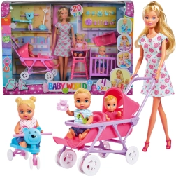 Steffi Love chambre d’enfants – maman avec bébés, poussette et accessoires