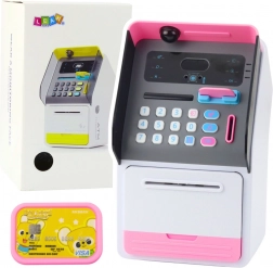 Coffre-fort distributeur automatique pour enfants rose avec code PIN