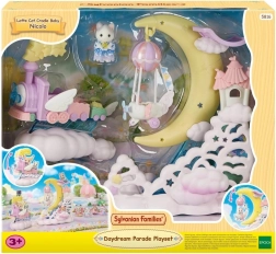Sylvanian Families Parade dans les nuages – locomotive volante avec plateforme lunaire et petit avion