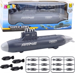Sous-marin avec torpilles et propulsion à friction gris foncé 28 cm