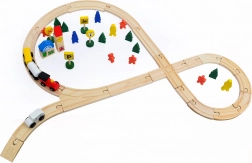 Circuit de train en bois – set de 48 pièces