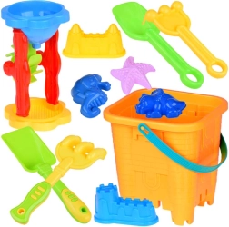 Set de sable avec seau, moules et outils