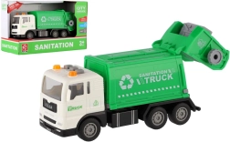 Camion-benne à ordures en plastique 17 cm à inertie avec lumière et son