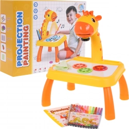 Table à dessin pour enfants avec projecteur Girafe – jaune