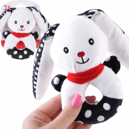 Hochet en peluche contrasté lapin avec sifflet pour bébés