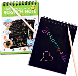 Carte à gratter arc-en-ciel avec baguette de dessin – Bloc-notes
