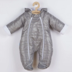Combinaison d’hiver pour bébé avec capuche et petites oreilles NEW BABY Pumi grise