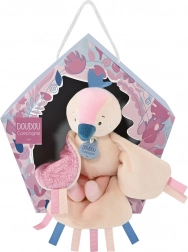 Coffret cadeau Doudou - oiseau musical en peluche rose 23 cm