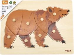 VIGA puzzle Montessori en bois ours avec chevilles