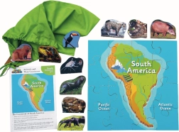 Puzzle en bois Amérique du Sud et ses animaux - 16 pièces et 10 animaux