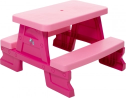 Table de jardin pour enfants Dorex avec bancs, rose