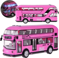 Bus à impériale rose avec sons et ouverture des portes ZA4748