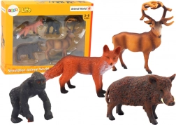 Ensemble de figurines d'animaux de la forêt Cerf, Sanglier, Renard, Gorille
