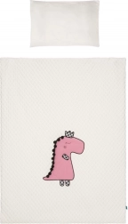 Parure de lit bébé 3 pièces BELISIMA Dino 3D crème‑rose 100 × 135 cm