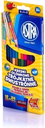 Crayons de couleur triangulaires double pointe 24 couleurs ASTRA, 12 pcs