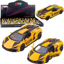 Voiture de course en métal 1:32 avec moteur à rétrofriction et portes ouvrantes – jaune