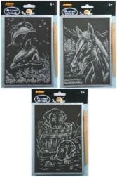 Images à gratter argentées A5, motifs assortis, 24 pcs en boîte