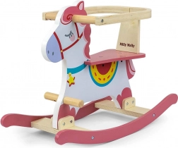 Cheval à bascule en bois Lucky avec barre de sécurité – rose