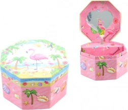 Boîte à bijoux musicale avec flamant rose