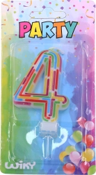 Bougie de fête pour gâteau chiffre 4 – rayures