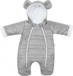 Combinaison d’hiver pour bébé avec petites oreilles NEW BABY Pumi, grise, taille 68 (4–6 mois)