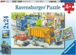 Puzzle Ravensburger Eboueurs et Dépanneuse 2x24 pièces
