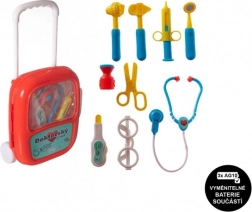 Set médical pour enfants avec stéthoscope dans une valise à roulettes