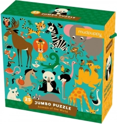 Mudpuppy puzzle jumbo animaux du monde entier 25 pièces