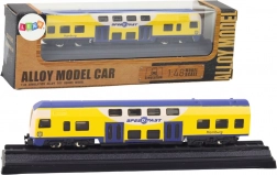 Modèle de train de collection en métal jaune‑bleu 1:48