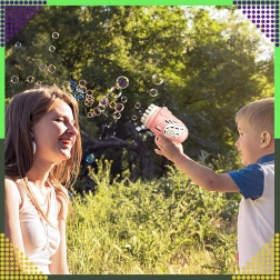 Pistolet à bulles à multiples buses rose + recharge