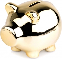 Tirelire en céramique dorée en forme de cochon 11,5 × 9 cm