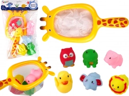 Ensemble de jouets en caoutchouc pour la salle de bains avec filet girafe