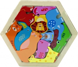 Puzzle en bois coloré avec des animaux – 12 pièces