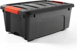 Boîte de rangement en plastique 12 l avec couvercle DOLONI, noire